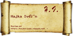 Hajka Iván névjegykártya
